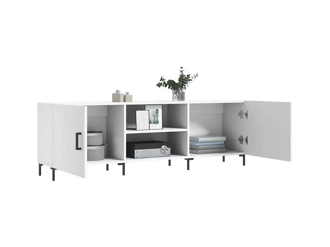 Meuble TV blanc 150x30x50 cm bois d'ingénierie