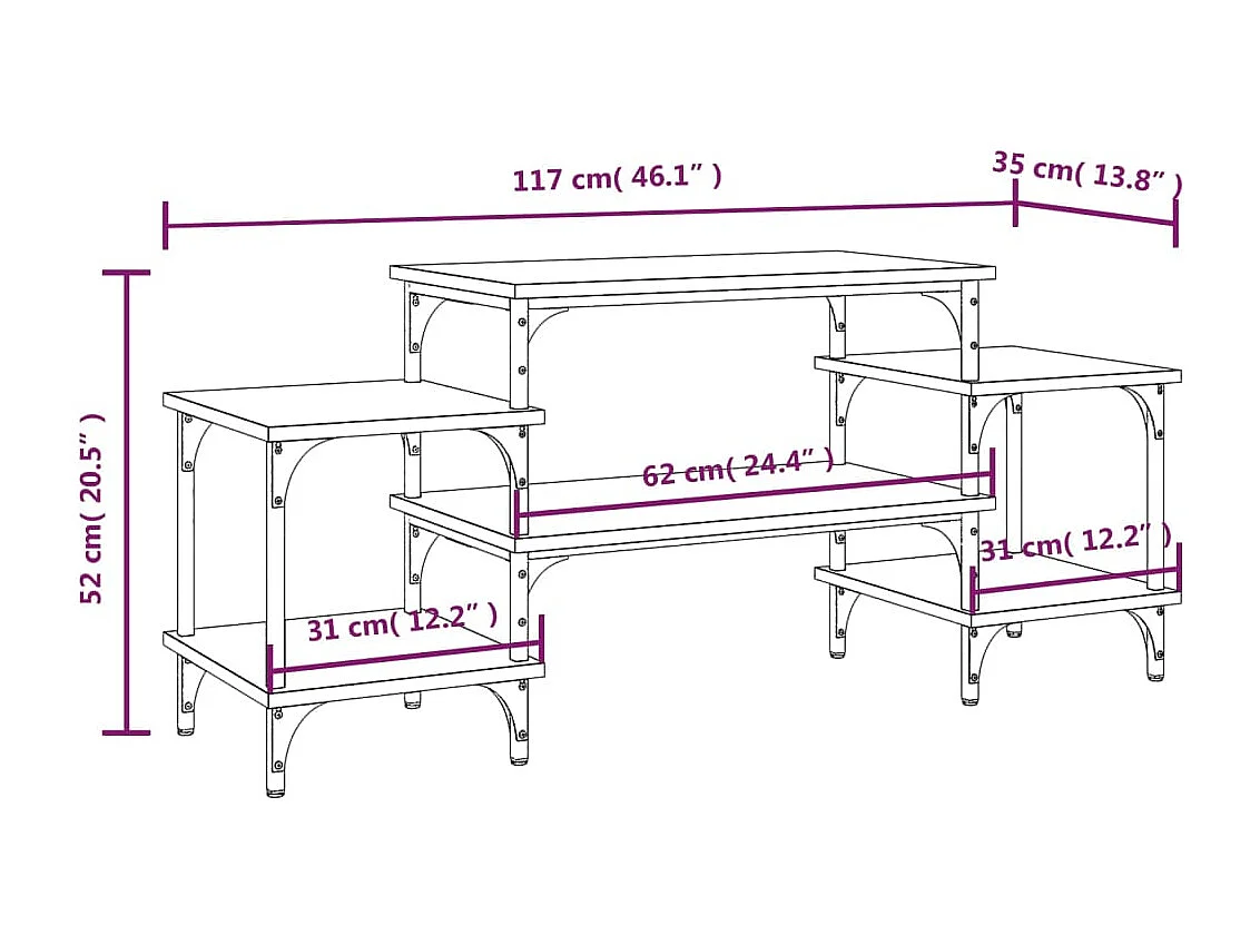 Mobile TV in rovere Sonoma 117x35x52 cm in legno ingegnerizzato