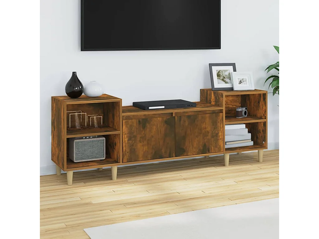 Mobile TV in rovere affumicato 160x35x55 cm in legno ingegnerizzato
