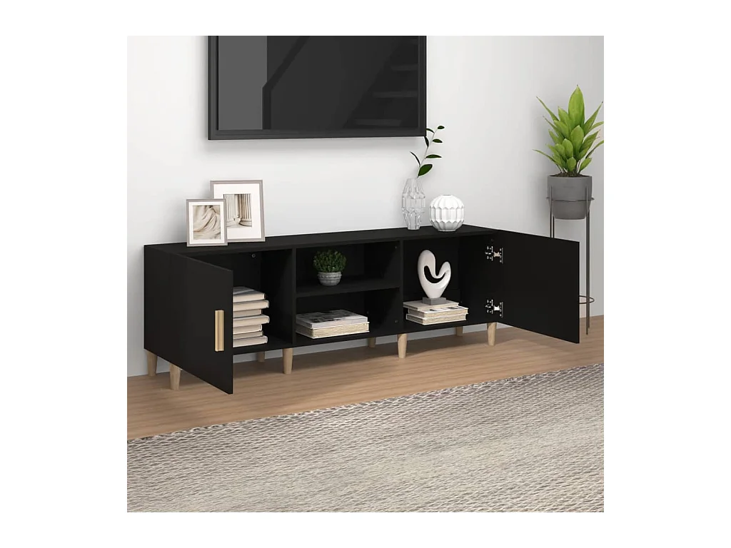 Zwarte tv-kast 150x30x50 cm Technisch hout