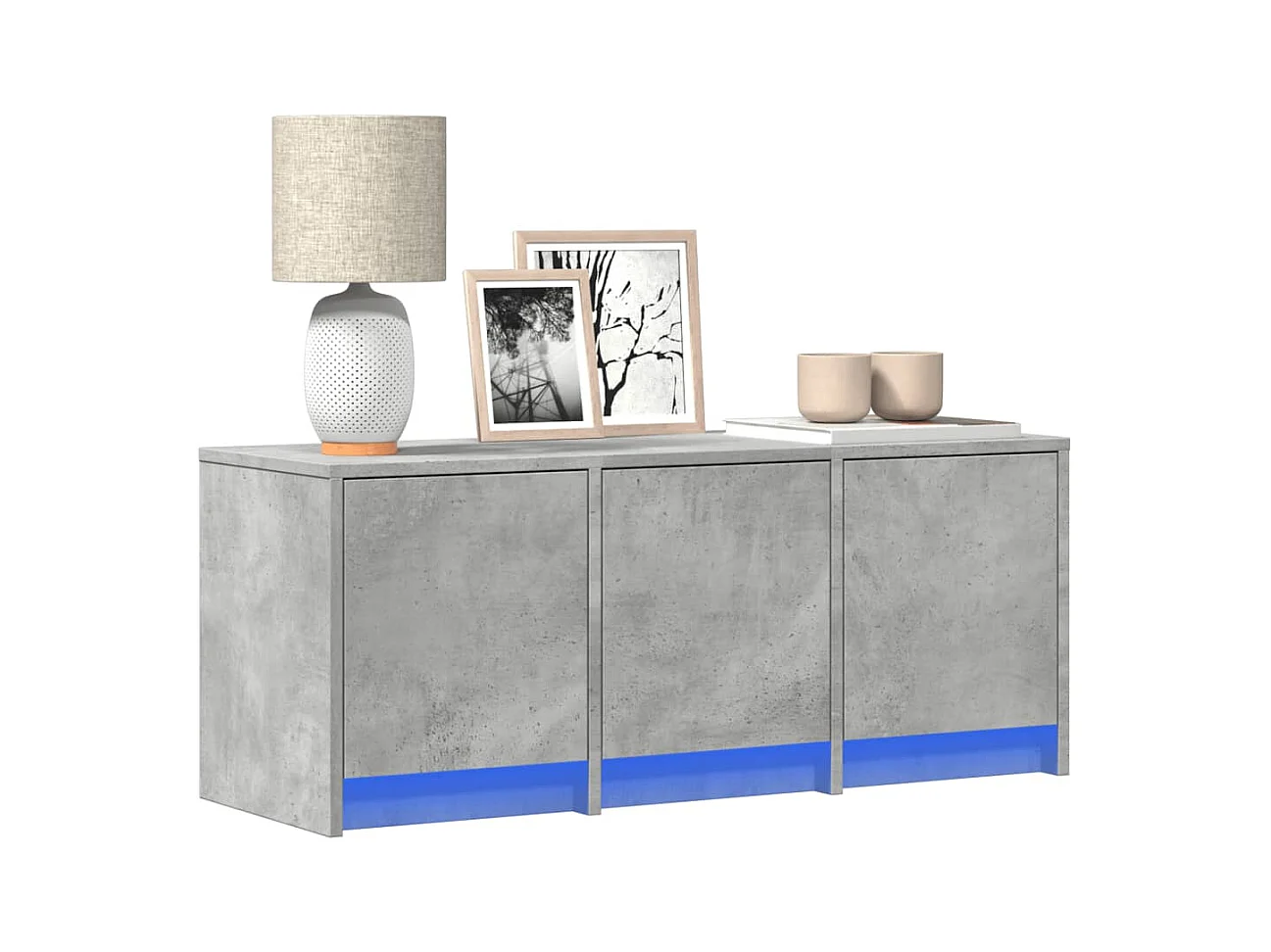 Meuble TV avec LED gris béton 97x34x40 cm bois d'ingénierie