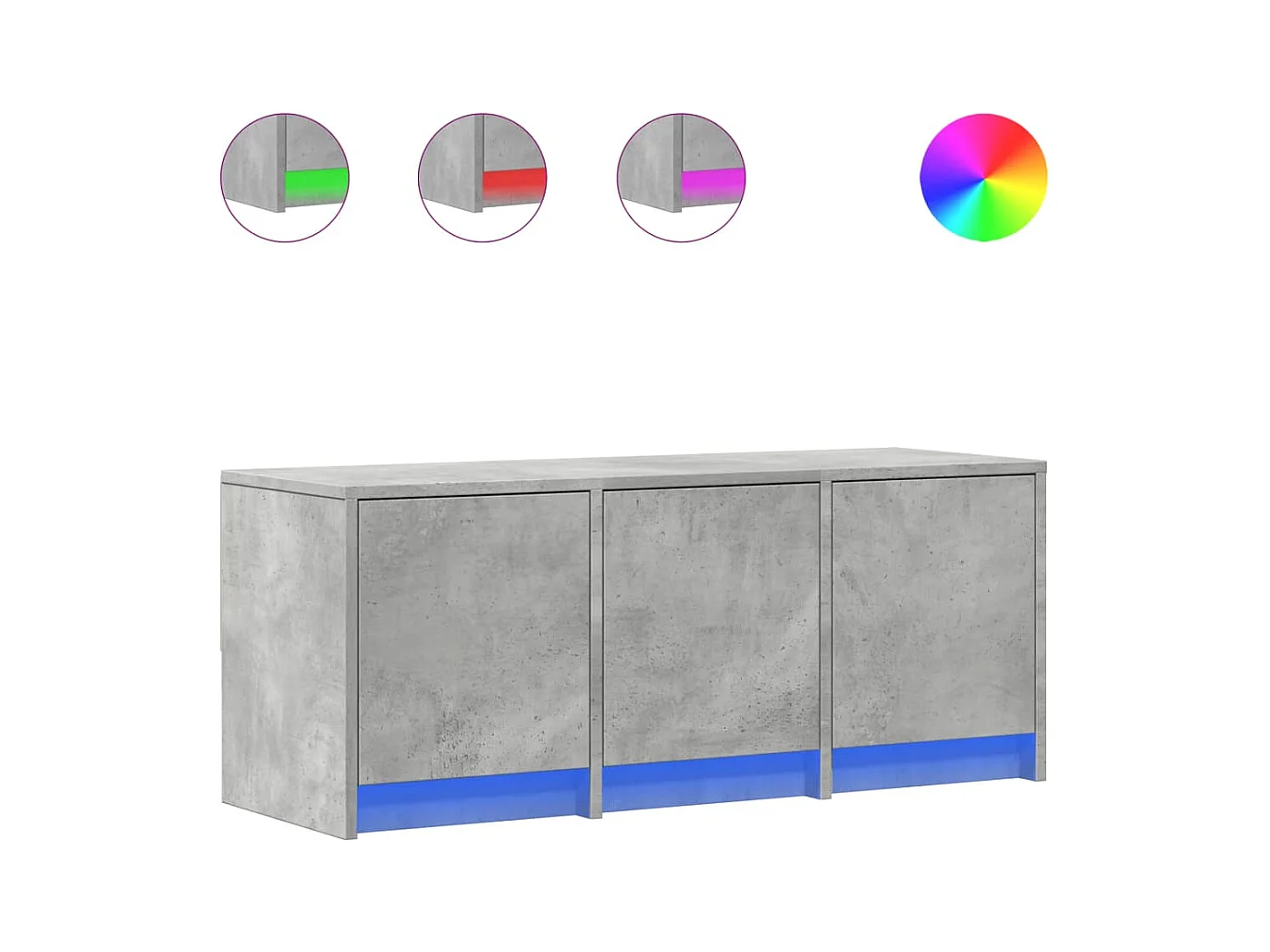 Meuble TV avec LED gris béton 97x34x40 cm bois d'ingénierie