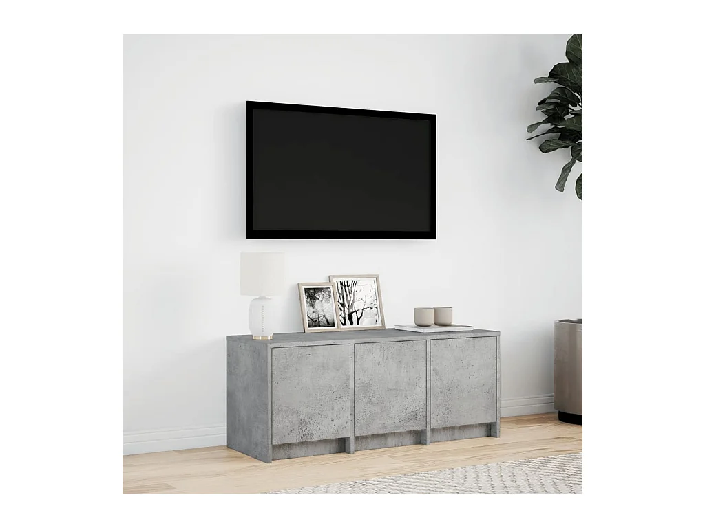 Meuble TV avec LED gris béton 97x34x40 cm bois d'ingénierie