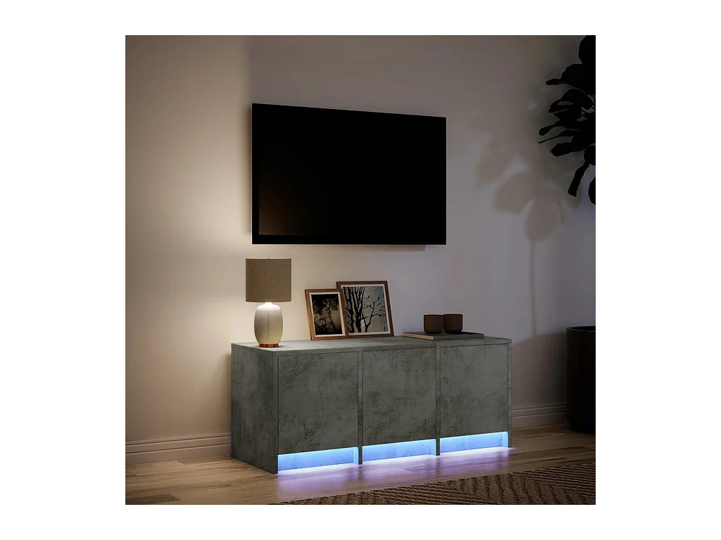 Meuble TV avec LED gris béton 97x34x40 cm bois d'ingénierie