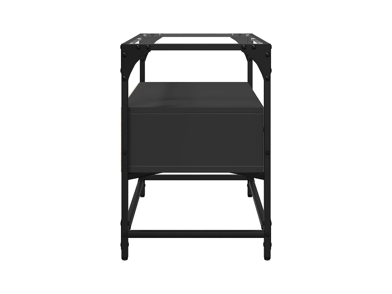 Meuble TV et dessus en verre noir 60x35x51 cm bois d'ingénierie