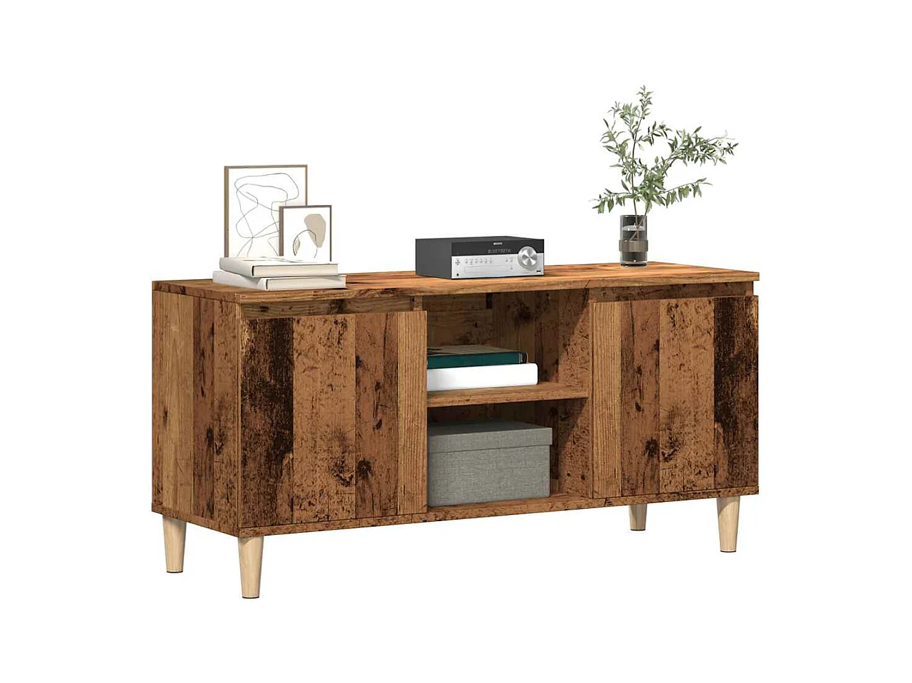 Meuble TV vieux bois 102x35x50 cm bois d'ingénierie