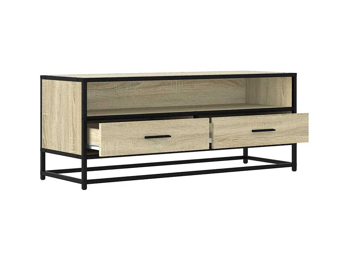 Meuble TV chêne sonoma 100x34,5x40cm bois d'ingénierie et métal