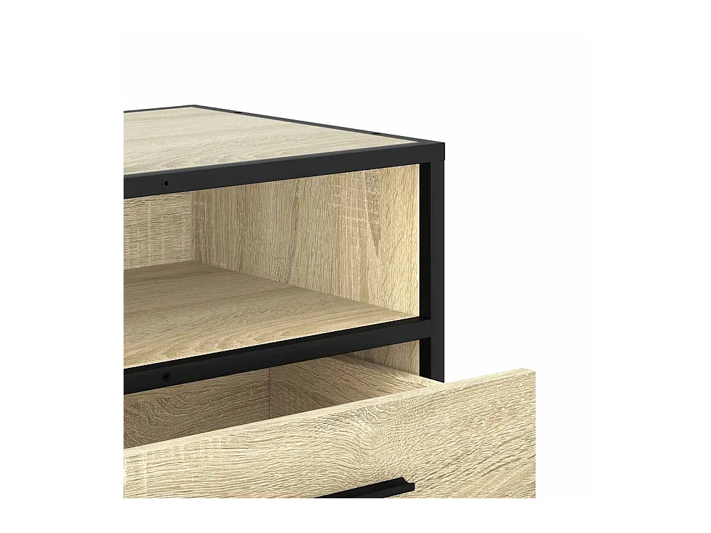 Meuble TV chêne sonoma 100x34,5x40cm bois d'ingénierie et métal