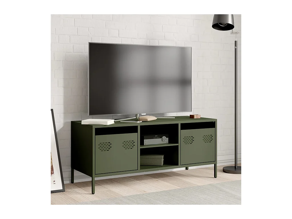 Olijfgroene tv-kast 101,5x39x43,5 cm koudgewalst staal