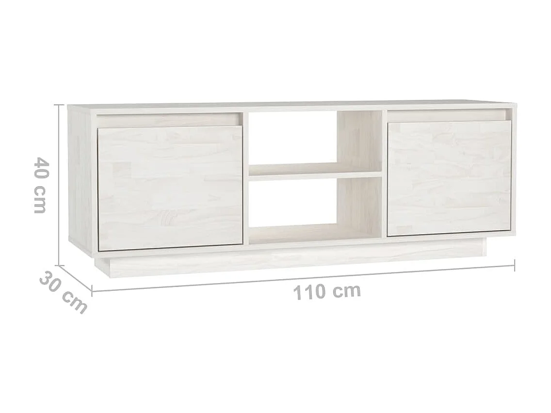 Mueble TV blanco 110x30x40 cm Madera maciza de pino