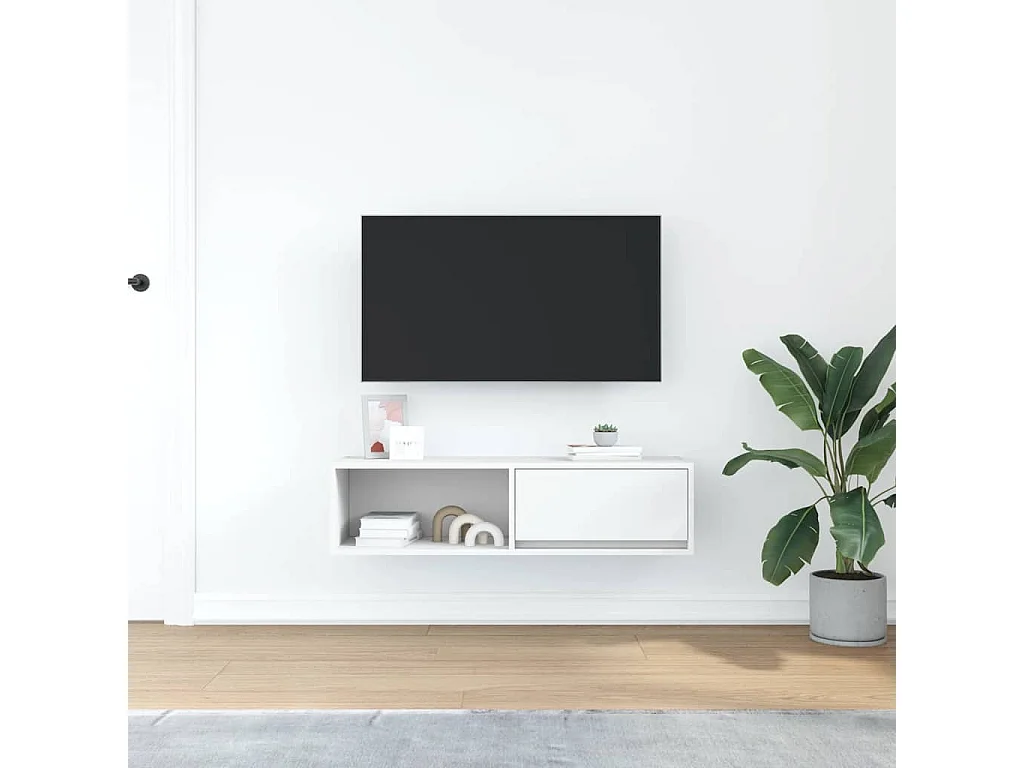 Meuble TV blanc 100x31x25,5 cm bois d'ingénierie