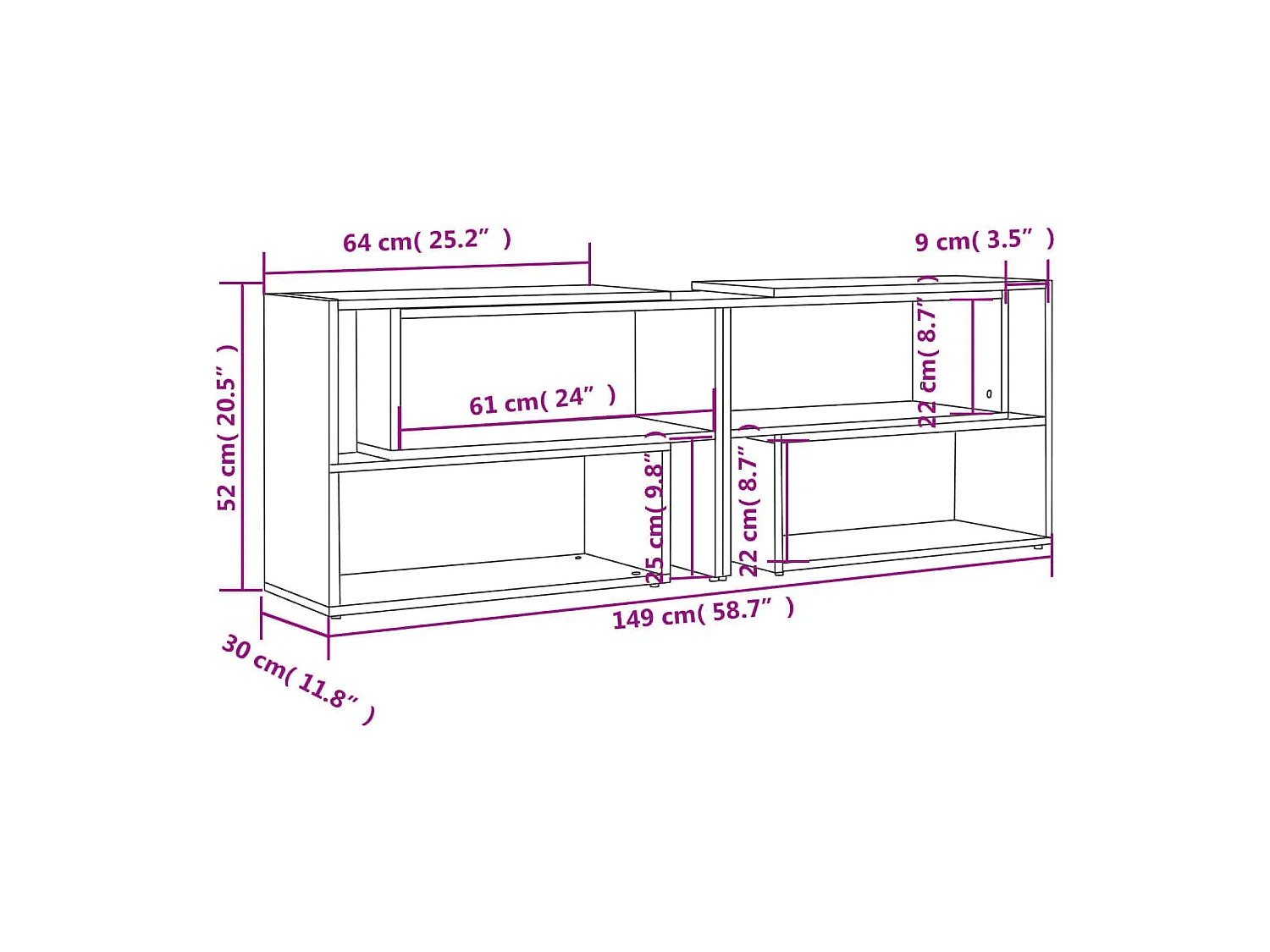 Mobile TV grigio 149x30x52 cm Legno ingegnerizzato
