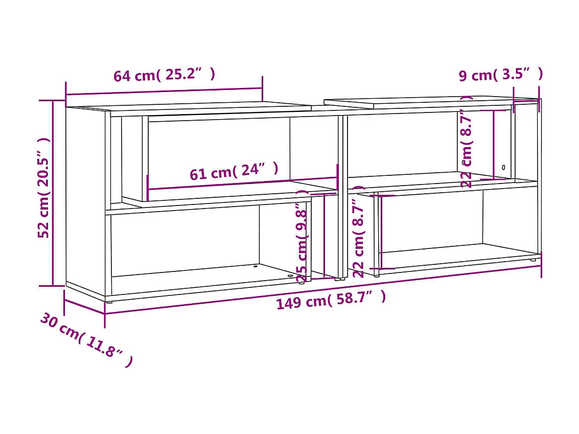 Mobile TV grigio 149x30x52 cm Legno ingegnerizzato