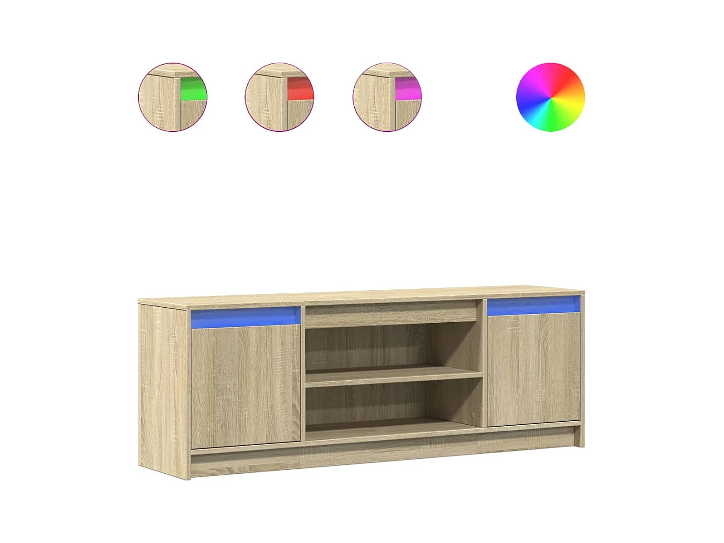 Meuble TV avec LED chêne sonoma 139,5x34x50cm bois d'ingénierie