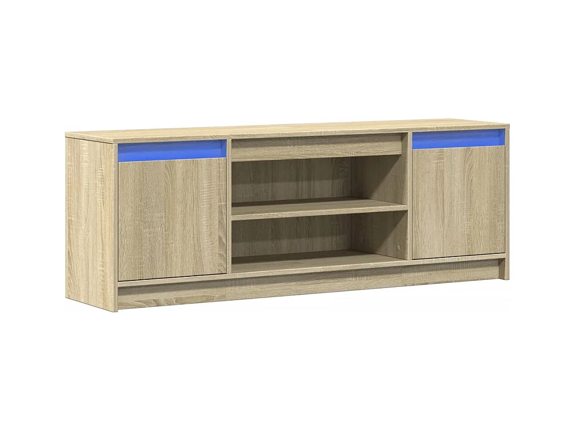 Meuble TV avec LED chêne sonoma 139,5x34x50cm bois d'ingénierie