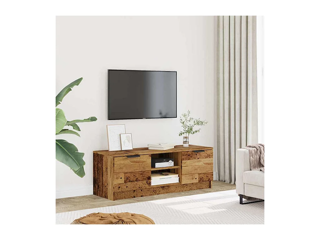 Meuble TV vieux bois 102x35x36,5 cm bois d'ingénierie