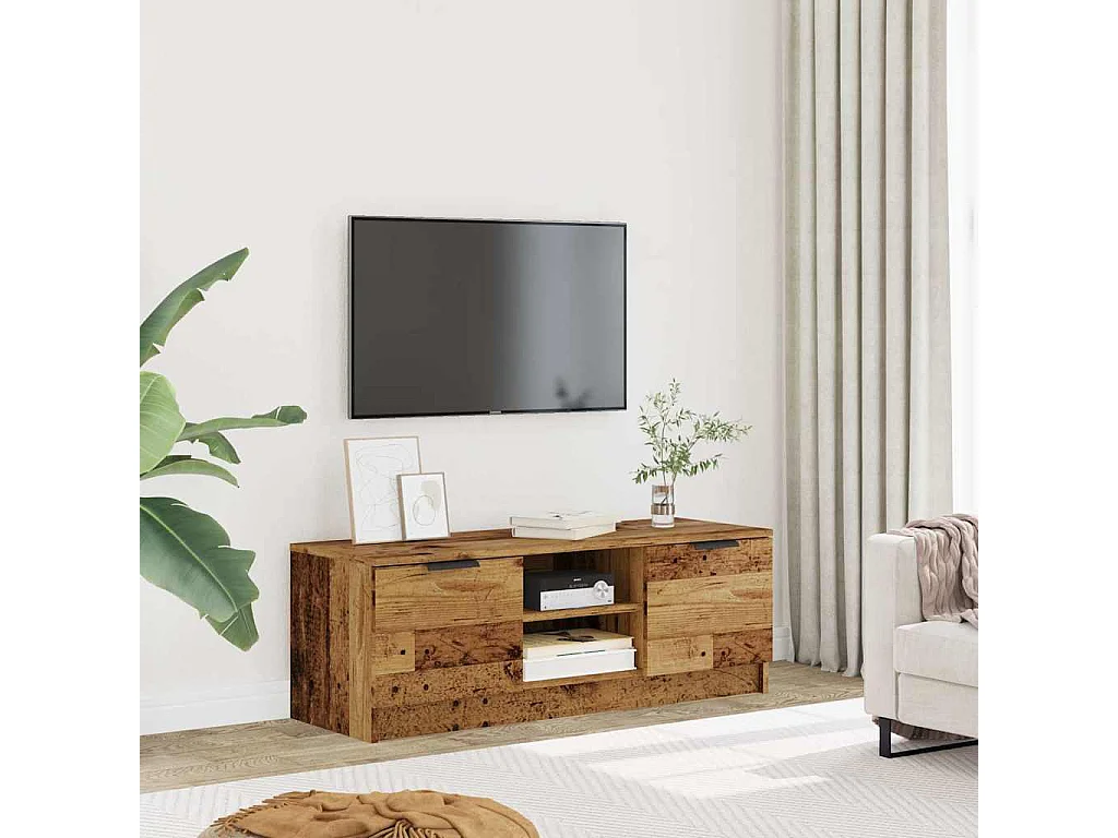Meuble TV vieux bois 102x35x36,5 cm bois d'ingénierie