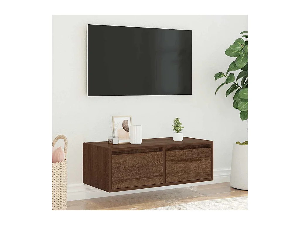 Mobile porta TV con luci LED rovere marrone 75x35,5x25 cm