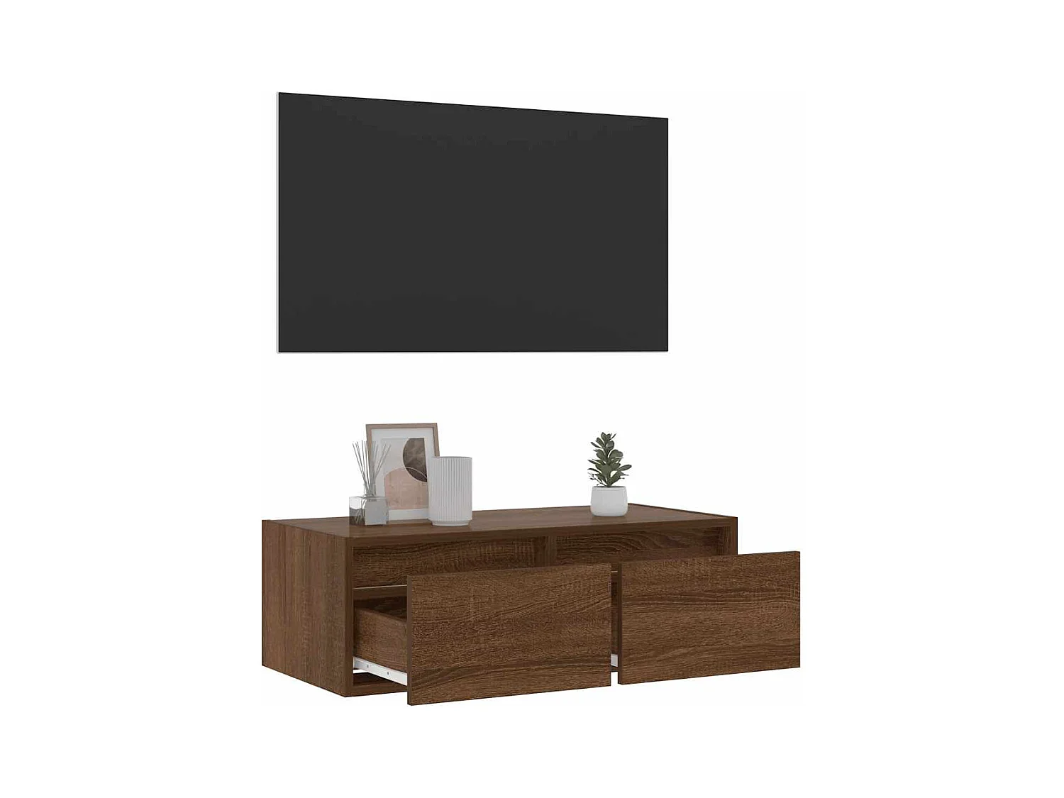 Mobile porta TV con luci LED rovere marrone 75x35,5x25 cm