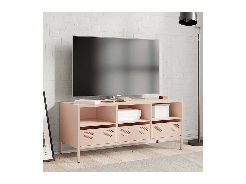 Roze tv-meubel 101,5x39x43,5 cm koudgewalst staal