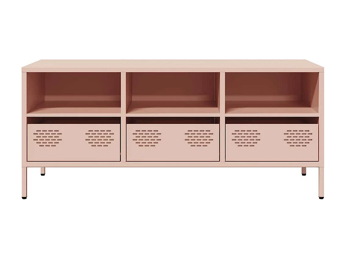 Meuble TV rose 101,5x39x43,5 cm acier laminé à froid