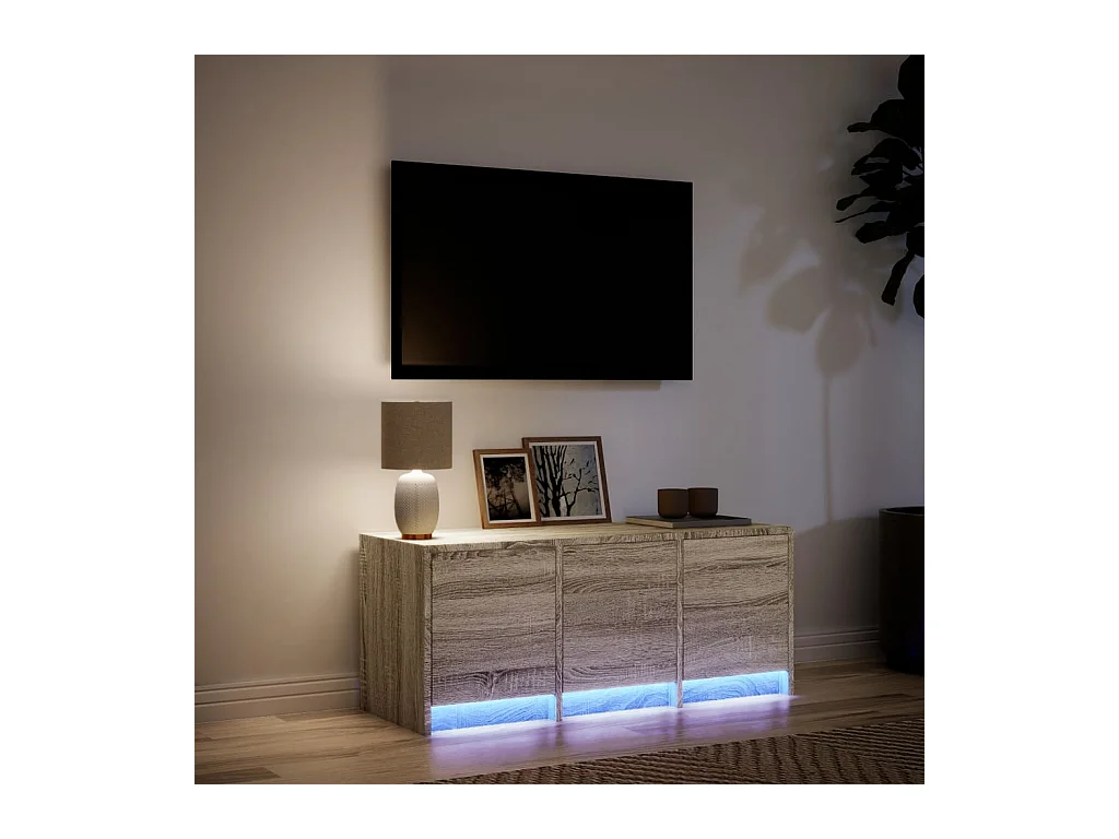 Meuble TV avec LED chêne sonoma 97x34x40 cm bois d'ingénierie
