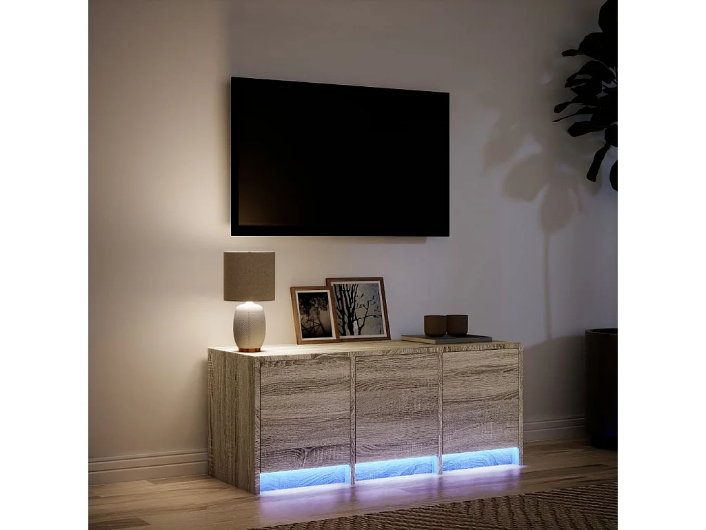 Meuble TV avec LED chêne sonoma 97x34x40 cm bois d'ingénierie