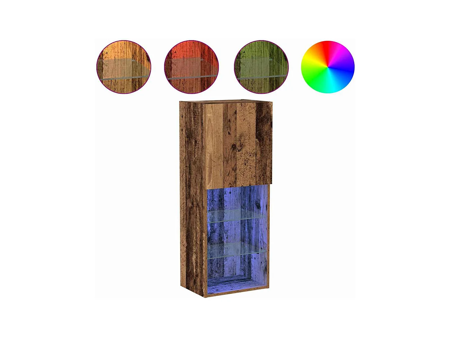 Meuble TV avec lumières LED en vieux bois 40,5x30x102 cm