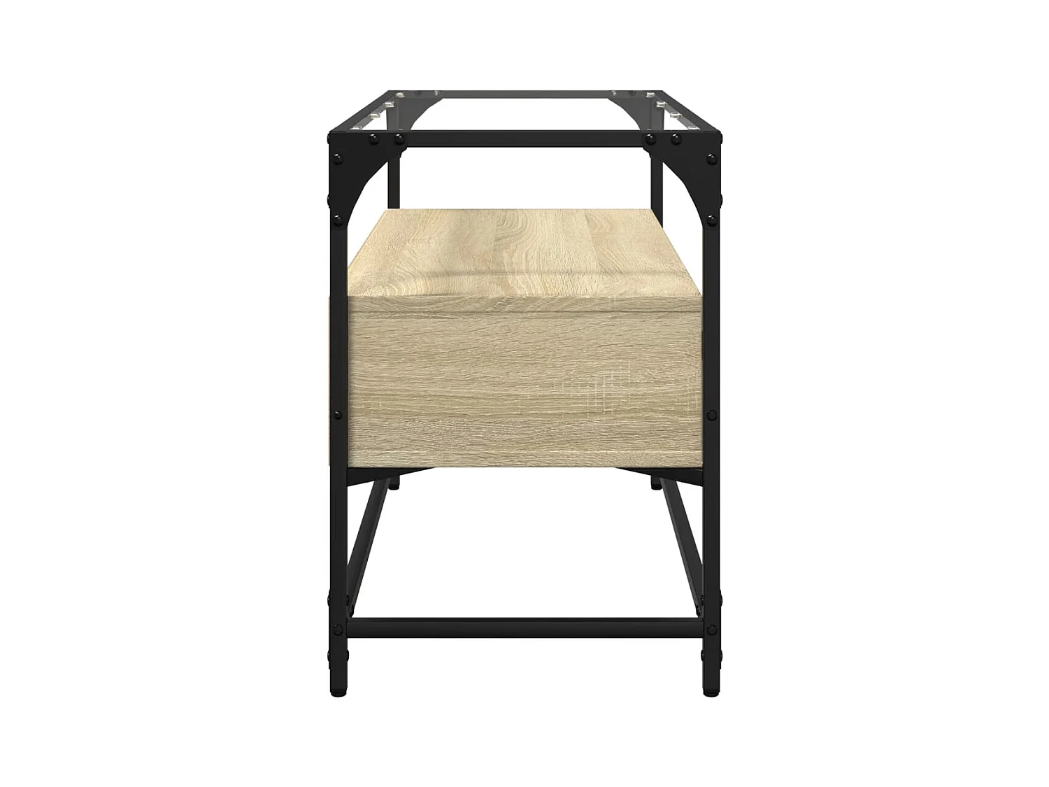 Meuble TV avec dessus en verre chêne sonoma bois d'ingénierie