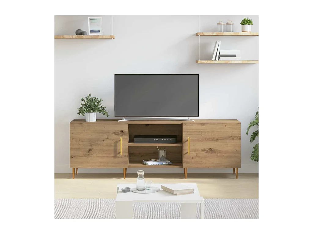 Meuble TV chêne artisanal 150 x 30 x 50 cm Bois d'ingénierie