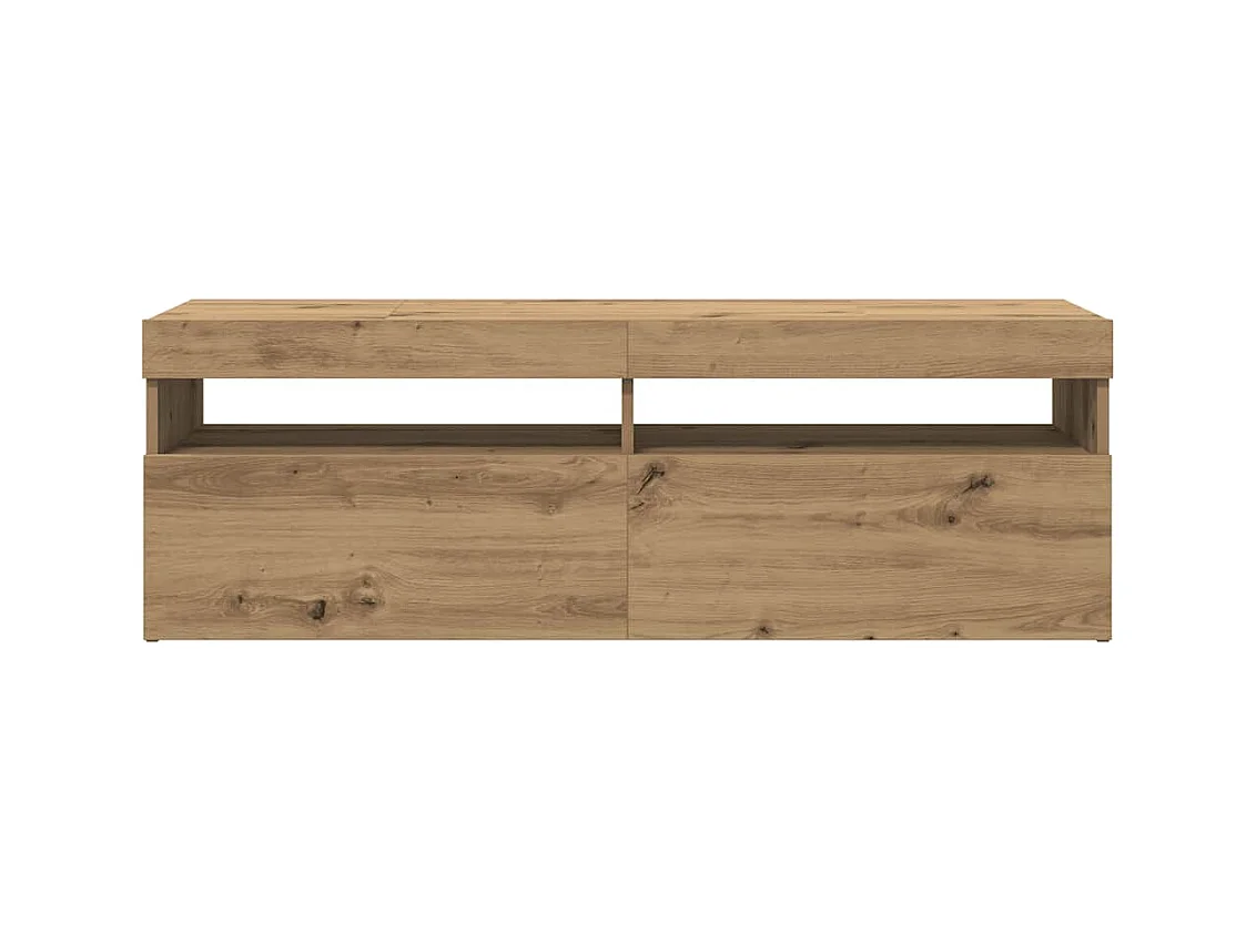 Meuble TV avec lumières LED chêne artisanal bois d'ingénierie