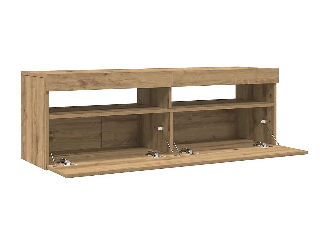 Meuble TV avec lumières LED chêne artisanal bois d'ingénierie