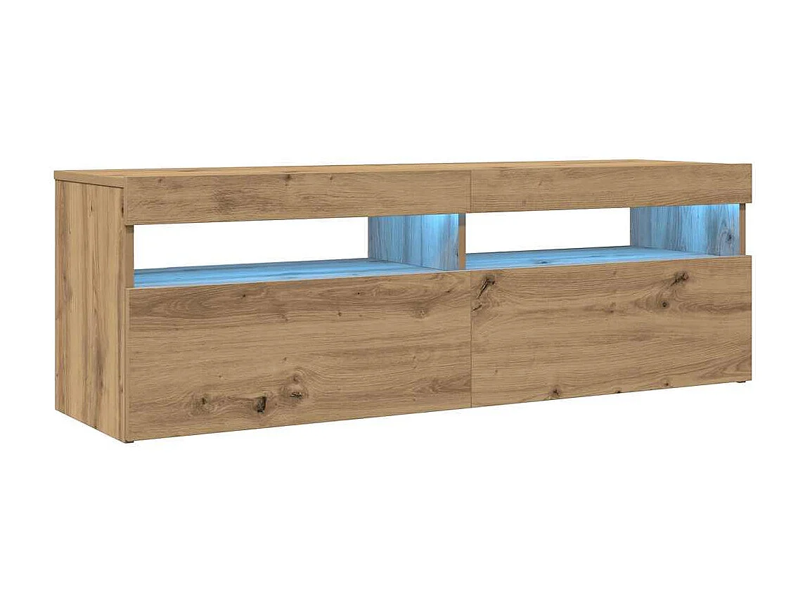 Meuble TV avec lumières LED chêne artisanal bois d'ingénierie