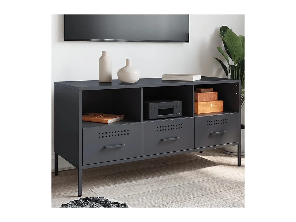 Meuble TV anthracite 100,5x39x50,5 cm acier
