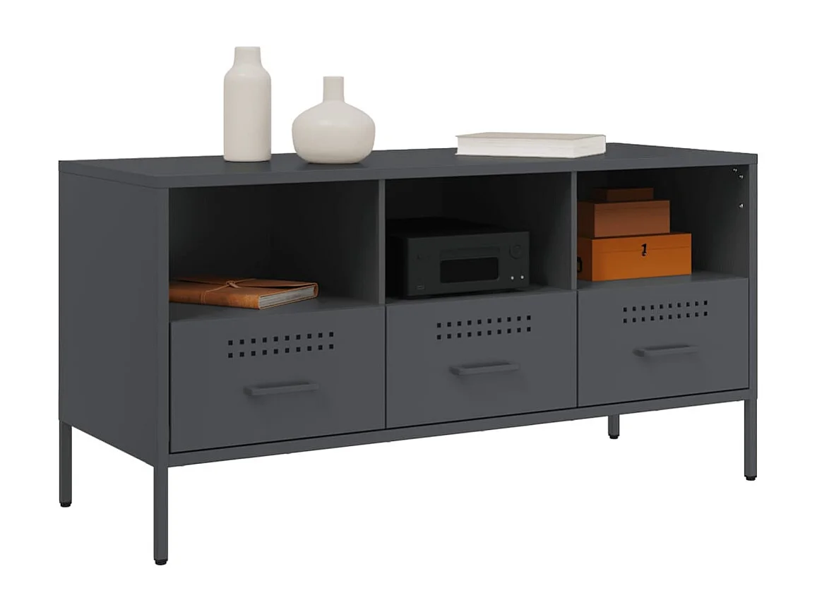 Meuble TV anthracite 100,5x39x50,5 cm acier