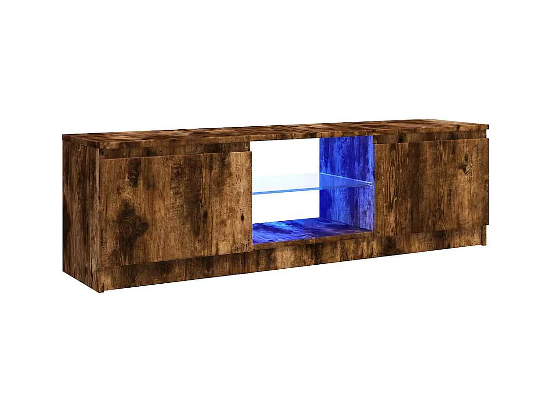 Meuble TV avec lumières LED chêne fumé 120x30x36 cm
