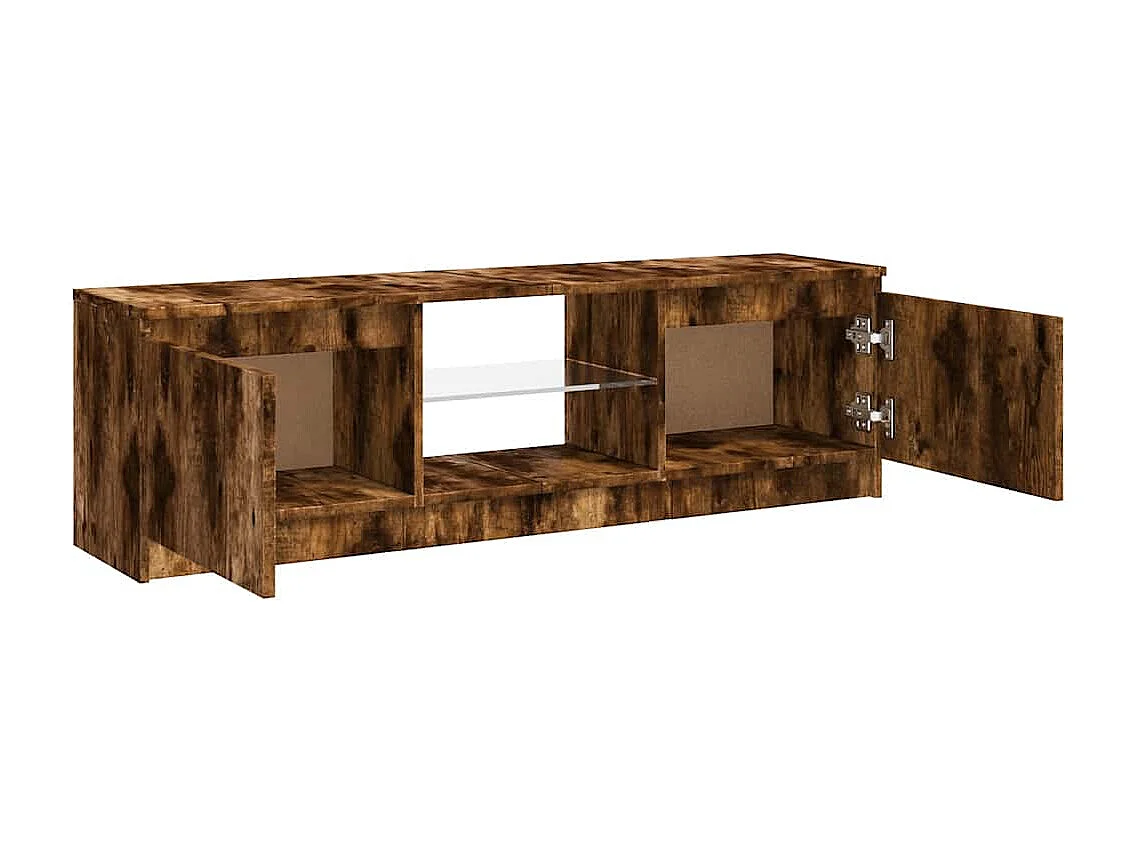 Mueble de TV con luces LED roble ahumado 120x30x36 cm
