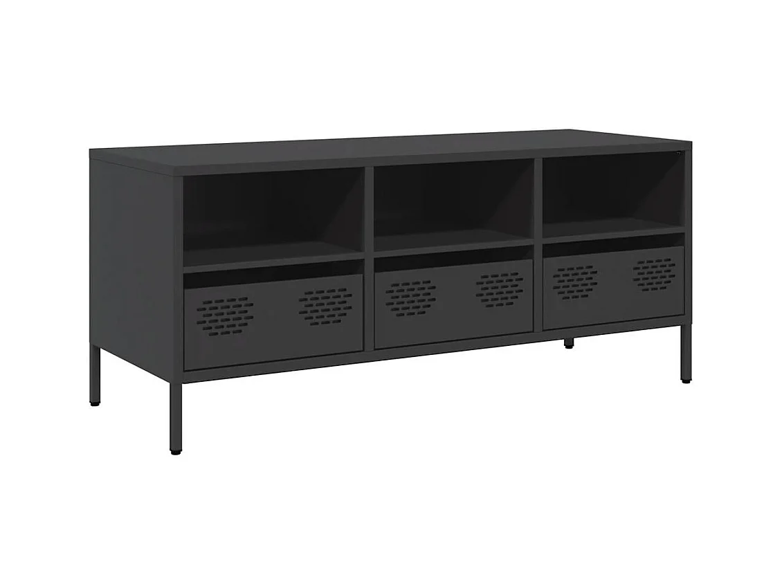 Meuble TV noir 101,5x39x43,5 cm acier laminé à froid