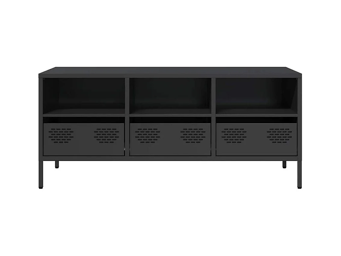 Meuble TV noir 101,5x39x43,5 cm acier laminé à froid