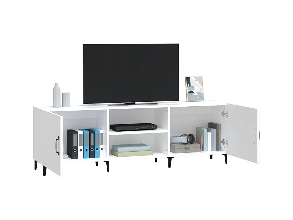Meuble TV blanc 150x30x50 cm bois d'ingénierie