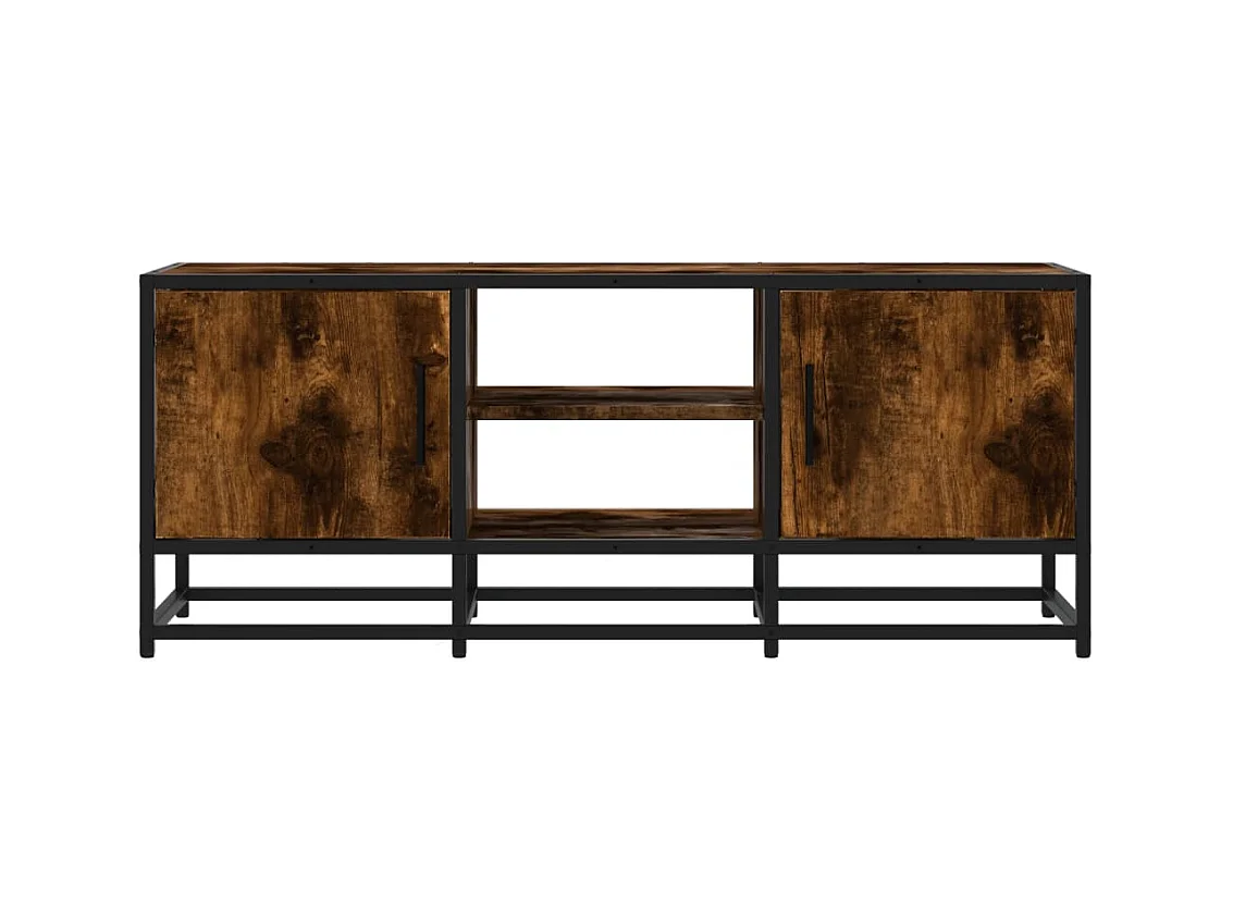 Meuble TV chêne fumé 100x35x41 cm bois d'ingénierie et métal