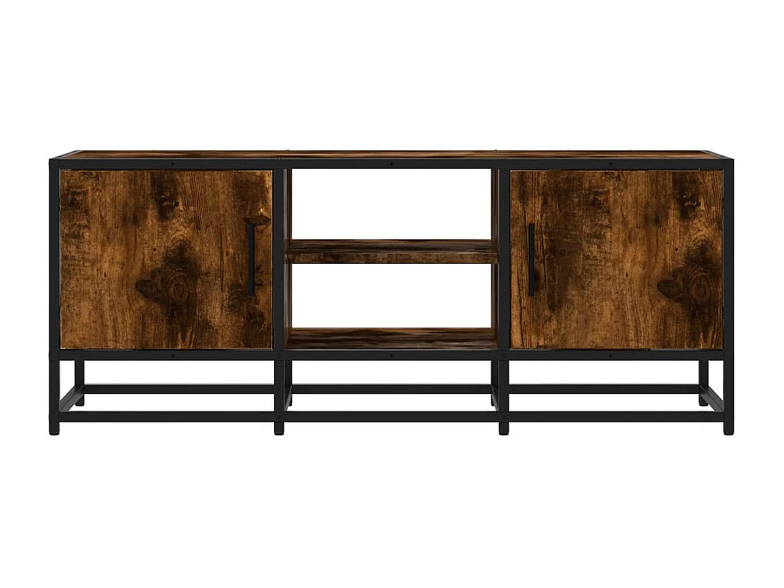 Meuble TV chêne fumé 100x35x41 cm bois d'ingénierie et métal
