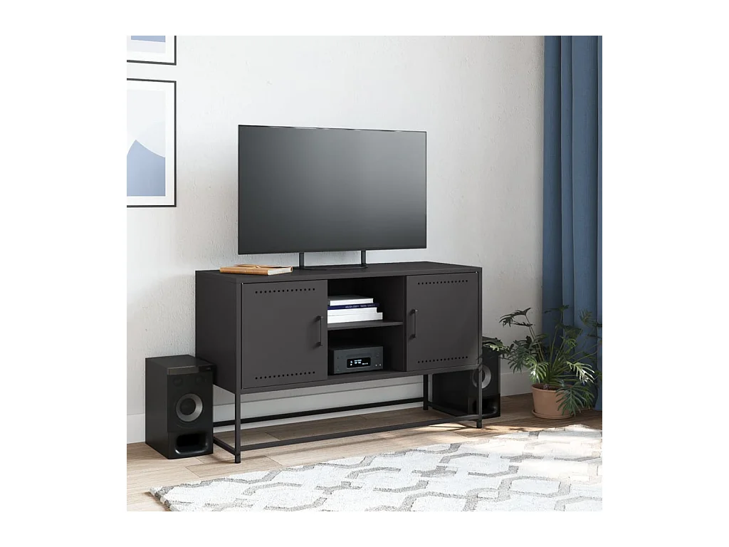Meuble TV noir 100,5x39x60,5 cm acier