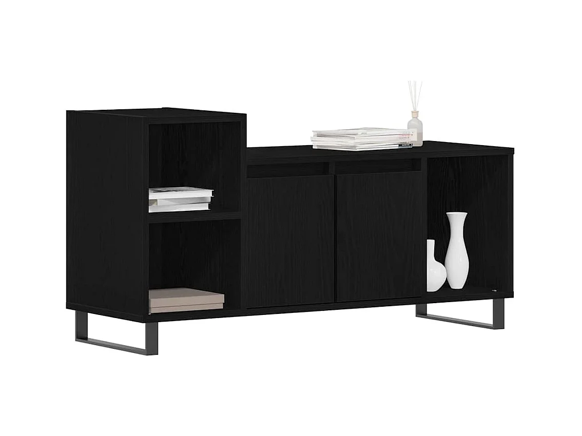 Meuble TV Noir Chêne 100x35x55 cm Bois d'ingénierie