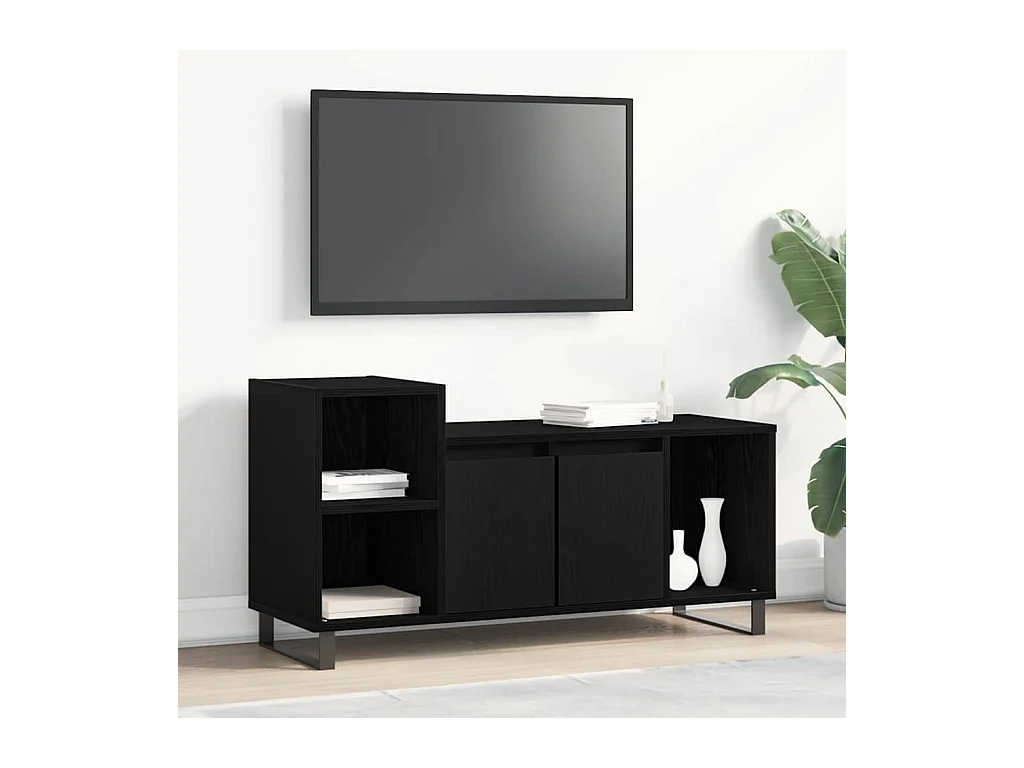Meuble TV Noir Chêne 100x35x55 cm Bois d'ingénierie