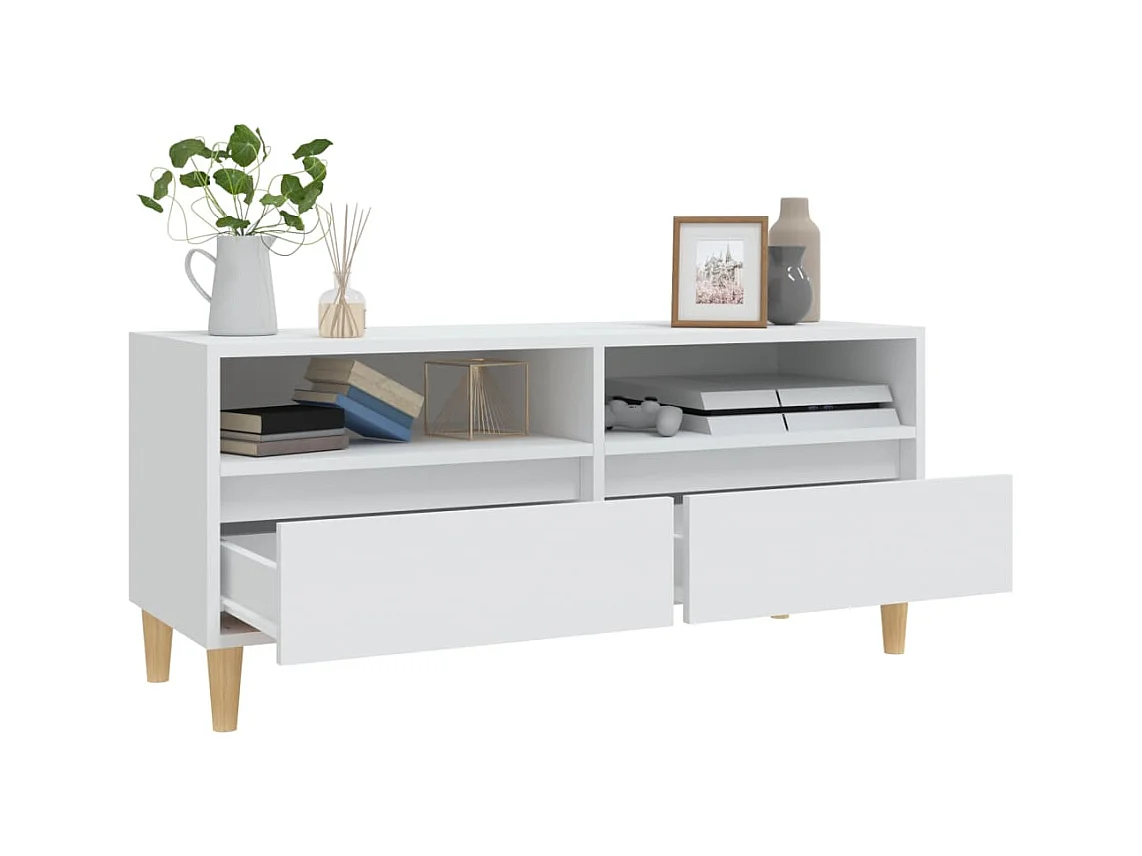 Meuble TV blanc 100x34,5x44,5 cm bois d'ingénierie