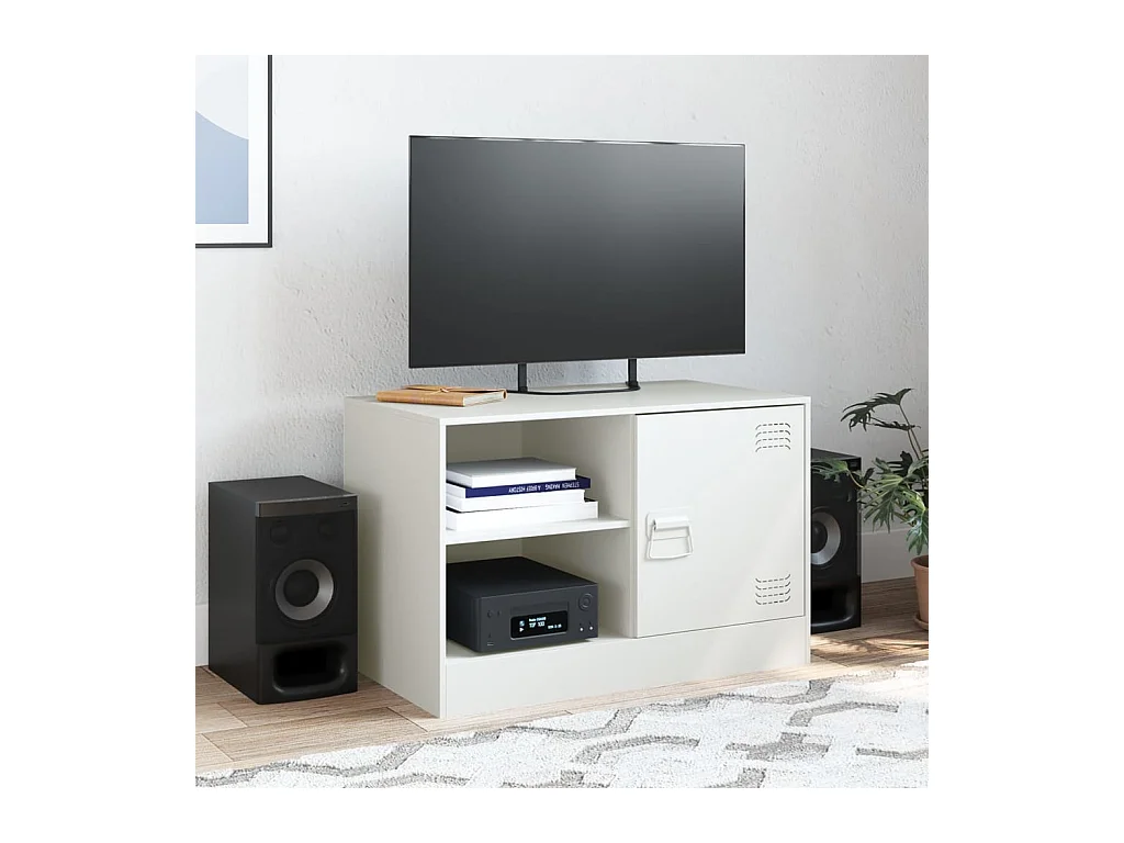 Meuble TV blanc 67x39x44 cm acier