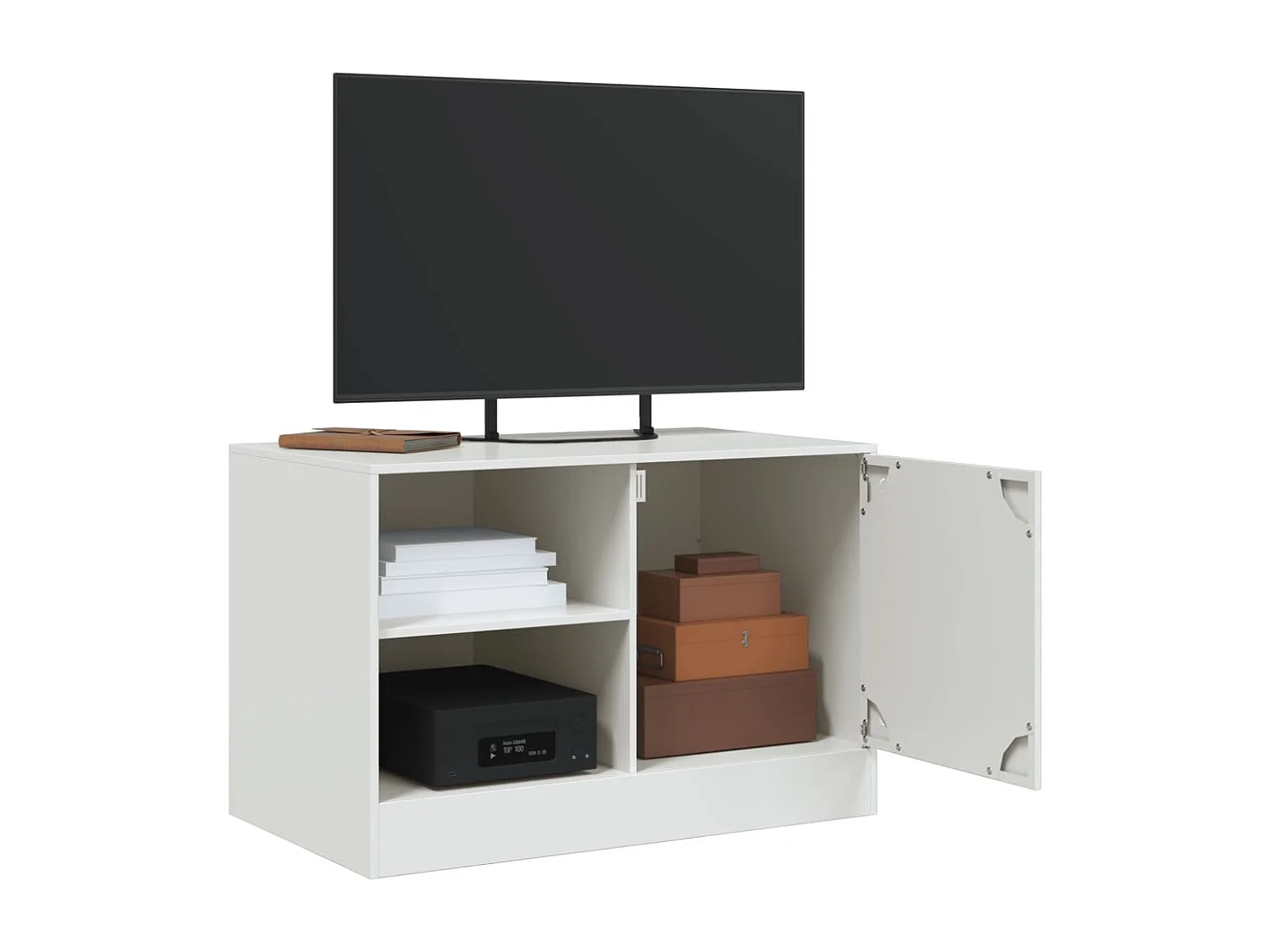 Meuble TV blanc 67x39x44 cm acier