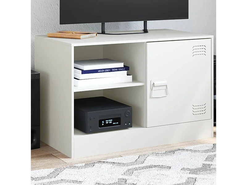 Meuble TV blanc 67x39x44 cm acier