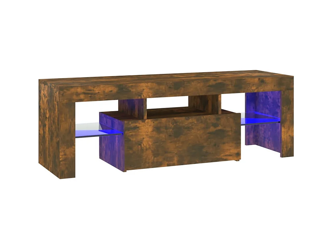 Meuble TV avec lumières LED chêne fumé 120x35x40 cm